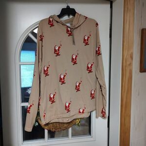 New Denim & Flower Beige Santa Long Sleeve Hooded Top Size Women's L